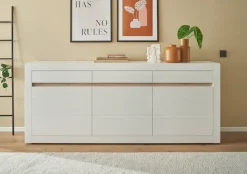 Home affaire Sideboard »Chester, moderne Anrichte, Kommode mit Stauraum, Schrank, Weiß Matt« 1 Stk. tlg. austauschbare Blende in Griffleiste, zeitloses Design, 217 cm breit