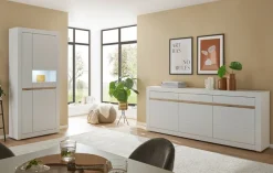 Home affaire Sideboard »Chester, moderne Anrichte, Kommode mit Stauraum, Schrank, Weiß Matt« 1 Stk. tlg. austauschbare Blende in Griffleiste, zeitloses Design, 217 cm breit