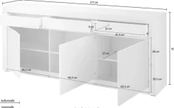 Home affaire Sideboard »Chester, moderne Anrichte, Kommode mit Stauraum, Schrank, Weiß Matt« 1 Stk. tlg. austauschbare Blende in Griffleiste, zeitloses Design, 217 cm breit