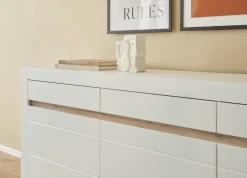 Home affaire Sideboard »Chester, moderne Anrichte, Kommode mit Stauraum, Schrank, Weiß Matt« 1 Stk. tlg. austauschbare Blende in Griffleiste, zeitloses Design, 217 cm breit