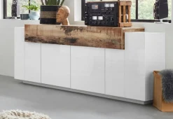 Home affaire Sideboard »Coro, Kommode, Schrank, Kredenz, grifflos mit Einlegeböden« 1 Klappe,4 Türen, Doppeltiefe,B/T/H 200x45x85,6cm