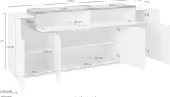 Home affaire Sideboard »Coro, Kommode, Schrank, Kredenz, grifflos mit Einlegeböden« 1 Klappe,4 Türen, Doppeltiefe,B/T/H 200x45x85,6cm