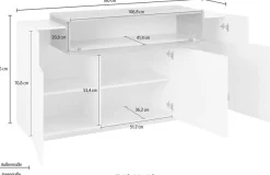 Home affaire Sideboard »Coro, Kommode, Schrank, Kredenz, grifflos mit Einlegeböden« mit 1 klappe, 3 Türen, DoppeltiefeB/T/H 160x45x85,6cm