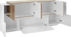 Home affaire Sideboard »Coro, Kommode, Schrank, Kredenz, grifflos mit Einlegeböden« 1 Klappe, 6 Türen, Doppeltiefe, B/T/H 200x86x45cm
