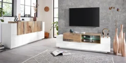 Home affaire Sideboard »Coro, Kommode, Schrank, Kredenz, grifflos mit Einlegeböden« 1 Klappe, 6 Türen, Doppeltiefe, B/T/H 200x86x45cm
