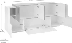 Home affaire Sideboard »Coro, Kommode, Schrank, Kredenz, grifflos mit Einlegeböden« 1 Klappe, 6 Türen, Doppeltiefe, B/T/H 200x86x45cm