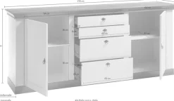 Home affaire Sideboard »Cremona, Sideboard, moderner Schrank, Kommode im Landhausstil« Metallgriffe, ausreichend Stauraum, vielseitig einsetzbar 210 cm breit