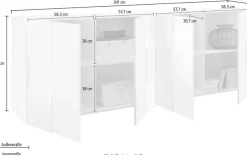 Home affaire Sideboard »Dama Breite 241, Kommode 4 Türen, Anrichte« Front in 3D-Optik, viel Stauraum, verschiedene Farben