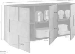 Home affaire Sideboard »Dama Breite 181, Kommode 3 Türen, Anrichte« Front in 3D-Optik, viel Stauraum, verschiedene Farben