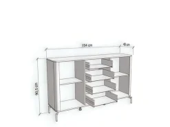 Home affaire Sideboard »Darwen Kombikommode, Sideboard, Schubladenkommode« Abgerundete Kanten, matte Kaschmir-Oberflächen, Gesamtmaße:154x40x90,5