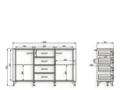 Home affaire Sideboard »Darwen Kombikommode, Sideboard, Schubladenkommode« Abgerundete Kanten, matte Kaschmir-Oberflächen, Gesamtmaße:154x40x90,5
