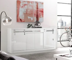 Home affaire Sideboard »Daytona, moderner Schrank, zeitlose Kommode, 201 cm breit« mit Schiebetürenbeschlag in Chrom-Optik, ausreichend Stauraum
