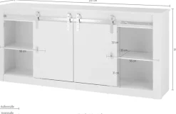 Home affaire Sideboard »Daytona, moderner Schrank, zeitlose Kommode, 201 cm breit« mit Schiebetürenbeschlag in Chrom-Optik, ausreichend Stauraum