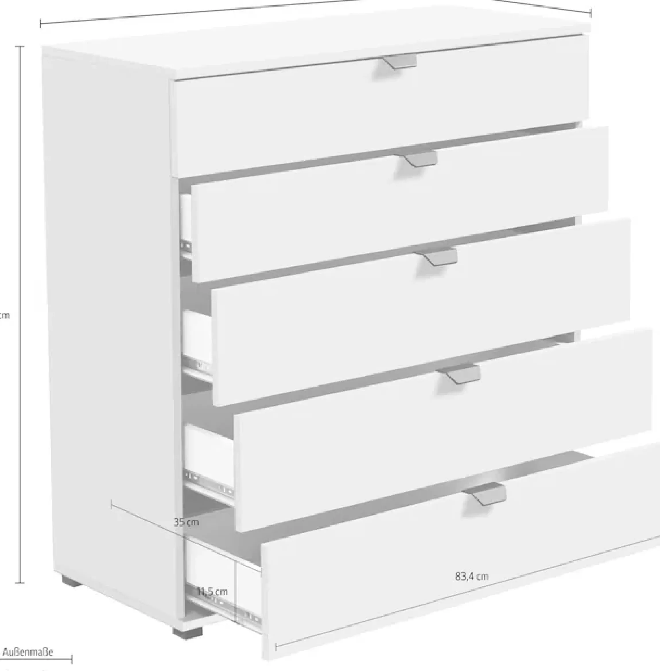 Home affaire Sideboard »Duero« Kommode mit 5 Schubkästen, Breite 90 cm