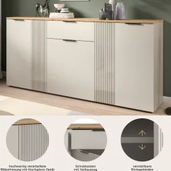 Home affaire Sideboard »EDIL, Breite 140 cm, 2 Türen, 4 Schubkästen, 2 Einlegeböden, 3 Fächer« Garderobenschrank, Schuhschrank, Schuhkommode, Kommode, Anrichte