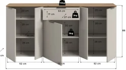 Home affaire Sideboard »EDIL, Breite 140 cm, 2 Türen, 4 Schubkästen, 2 Einlegeböden, 3 Fächer« Garderobenschrank, Schuhschrank, Schuhkommode, Kommode, Anrichte