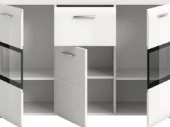 Home affaire Sideboard »FLORENZ, hochwertige MDF-Front,Rillenfräsung,2 Glastüren,1 Schublade« 1 Stk. tlg. Sideboard, Anrichte, Wohnzimmerschrank