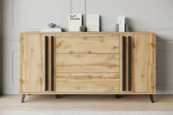 Home affaire Sideboard »Helsinki, Kommode mit 2 Türen und 3 Schubladen, Breite 150 cm« 1 Stk. tlg. Push-to-Open-Schubladen, höhenverstellbare Einlegeböden
