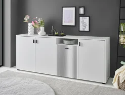 Home affaire Sideboard »Hudson« in moderner Trendfarbe, Griffe aus Metall (Schwarz), Breite 200 cm