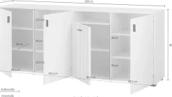Home affaire Sideboard »Hudson« in moderner Trendfarbe, Griffe aus Metall (Schwarz), Breite 200 cm