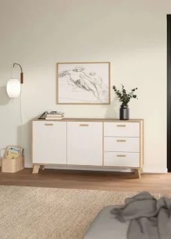 Home affaire Sideboard »Ikast, Stauraum, Schubladenschrank, Aufbewahrung« 2 Türen und 3 Schubladen, Breite 147 cm, Höhe 73 cm