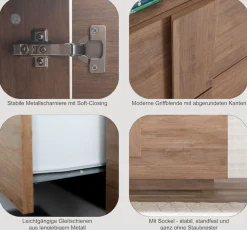 Home affaire Sideboard »Jupiter, Breite 181 cm, Kommode 1 Tür - Soft Closing, 3 Schubkästen« , Anrichte, moderne Griffblende, FSC®, cleveres Stauraumkonzept
