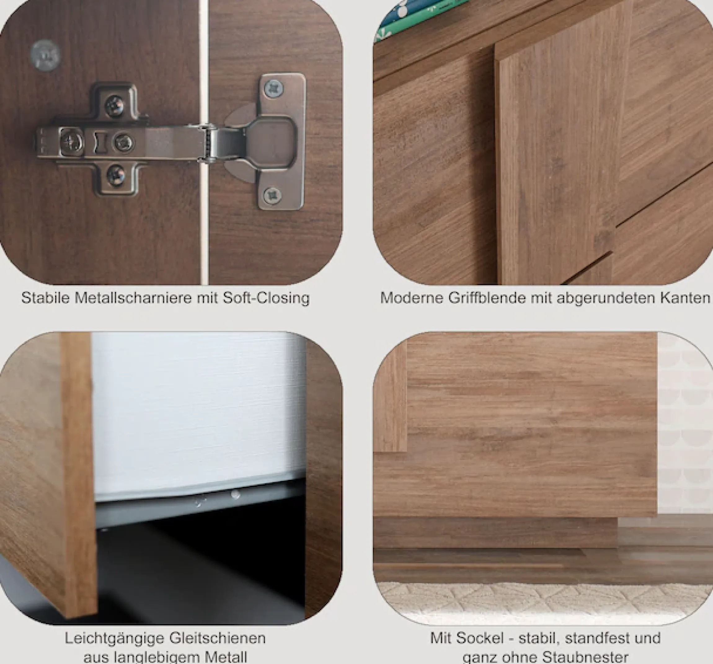 Home affaire Sideboard »Jupiter, Breite 181 cm, Kommode 1 Tür - Soft Closing, 3 Schubkästen« , Anrichte, moderne Griffblende, FSC®, cleveres Stauraumkonzept