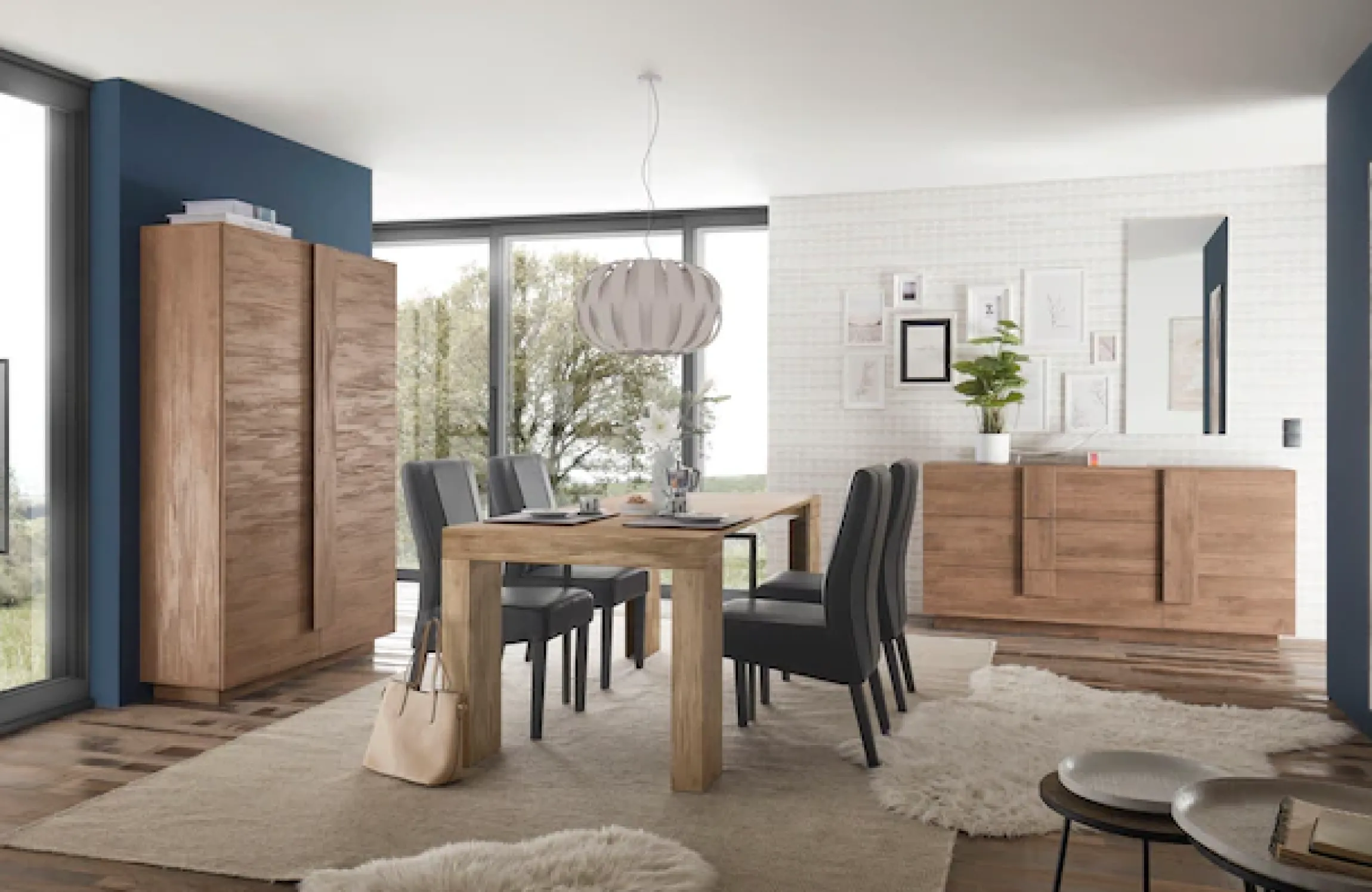 Home affaire Sideboard »Jupiter, Breite 181 cm, Kommode 1 Tür - Soft Closing, 3 Schubkästen« , Anrichte, moderne Griffblende, FSC®, cleveres Stauraumkonzept