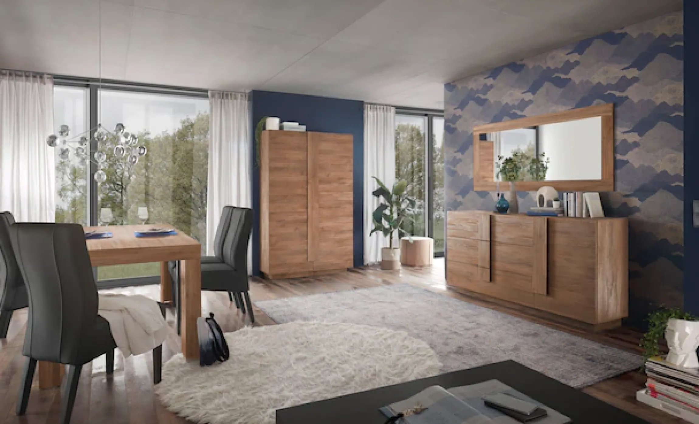 Home affaire Sideboard »Jupiter, Breite 181 cm, Kommode 1 Tür - Soft Closing, 3 Schubkästen« , Anrichte, moderne Griffblende, FSC®, cleveres Stauraumkonzept