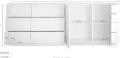Home affaire Sideboard »Jupiter, Breite 241 cm, Kommode 2 Türen - Soft Closing, 3 Schubkästen,« Anrichte, moderne Griffblende, FSC®, cleveres Stauraumkonzept