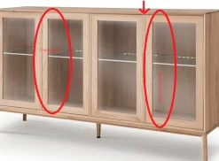 Home affaire Sideboard »Koda, Anrichte mit 2 Schränken & 3 Schubladen, Push-to-Open-Funktion« Massives Eichenholz, verstellbare Einlegeböden, Minimalistischer Stil