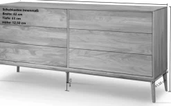 Home affaire Sideboard »Koda Kommode, 6 geräumige Schubladen mit Push-To-Open-Funktion, Scandi« Aus massivem Eichenholz, Minimalistischer Stil, B: 177,7 x H: 81,8 cm