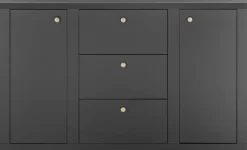 Home affaire Sideboard »Lincoln, moderner Schrank, schwarze Kommode, 158 cm breit« edles Design, messingfarbene Knopfgriffe, in 2 Größen verfügbar