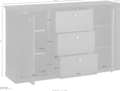 Home affaire Sideboard »Lincoln, moderner Schrank, schwarze Kommode, 158 cm breit« edles Design, messingfarbene Knopfgriffe, in 2 Größen verfügbar