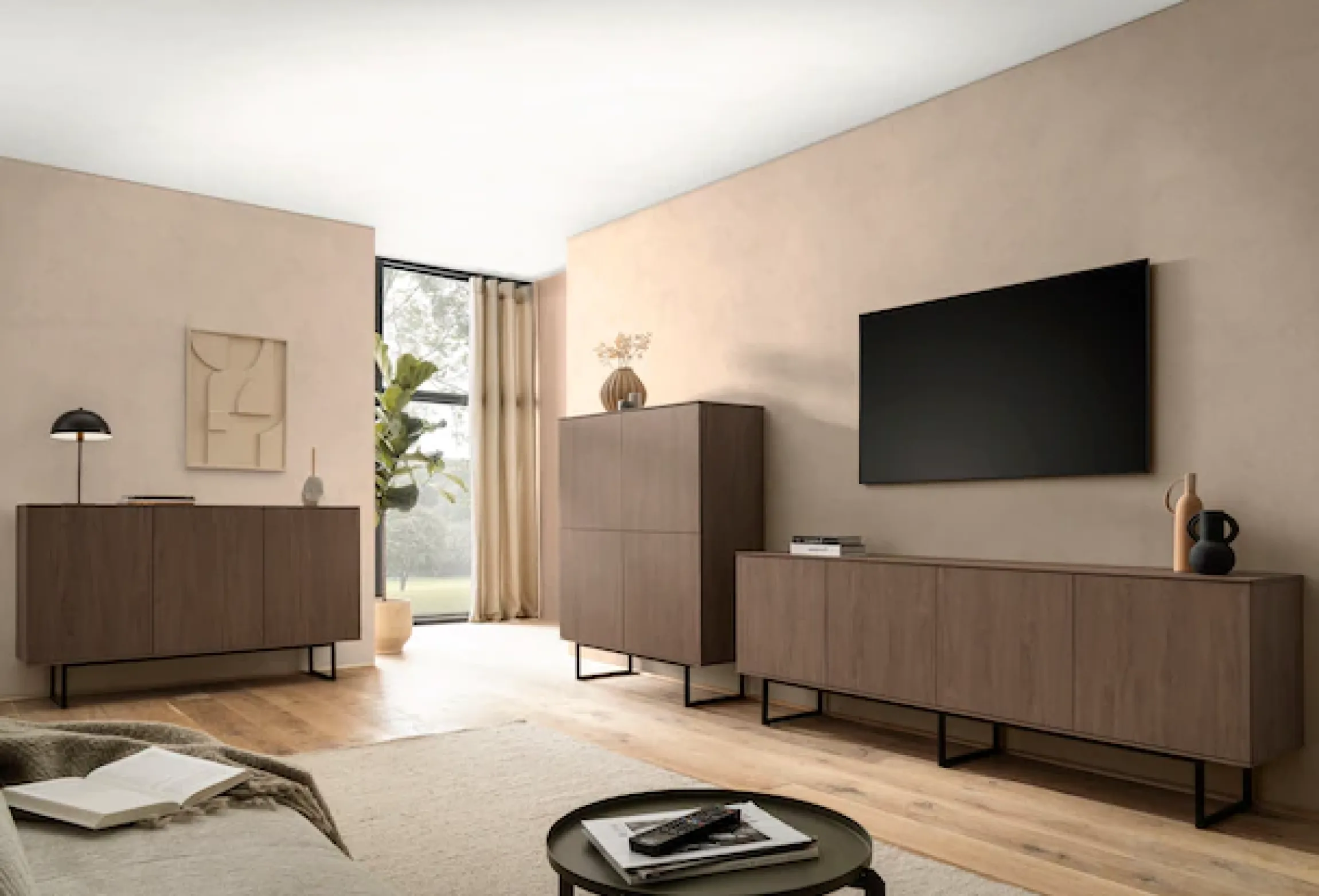 Home affaire Sideboard »Lund, moderner Schrank, Kommode mit Kufengestell« optisch dünner Oberboden, hochwertige Optik, ausreichend Stauraum