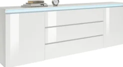 Home affaire Sideboard »Magic, Kommode, Schrank, Stauraumschrank« mit 2 Türen und 3 Schubkästen Hochglanz lackiert (B/T/H) 240x40x81 cm