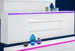 Home affaire Sideboard »Magic, Kommode, Schrank, Stauraumschrank« mit 2 Türen und 3 Schubkästen Hochglanz lackiert (B/T/H) 240x40x81 cm