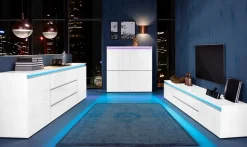 Home affaire Sideboard »Magic, Kommode, Schrank, Stauraumschrank« mit 2 Türen und 3 Schubkästen Hochglanz lackiert (B/T/H) 240x40x81 cm