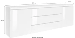 Home affaire Sideboard »Magic, Kommode, Schrank, Stauraumschrank« mit 2 Türen und 3 Schubkästen Hochglanz lackiert (B/T/H) 240x40x81 cm