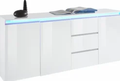 Home affaire Sideboard »Magic, Kommode, Schrank, Stauraumschrank« mit 3 Türen und 3 Schubkästen Hochglanz lackiert (B/T/H) 200x40x81 cm