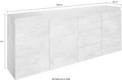 Home affaire Sideboard »Magic, Kommode, Schrank, Stauraumschrank« mit 3 Türen und 3 Schubkästen Hochglanz lackiert (B/T/H) 200x40x81 cm