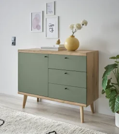 Home affaire Sideboard »MAVAS« in moderner Trendfarbe, Griffe aus Metall (Schwarz), Breite 107 cm
