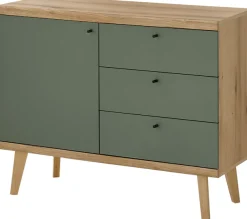 Home affaire Sideboard »MAVAS« in moderner Trendfarbe, Griffe aus Metall (Schwarz), Breite 107 cm