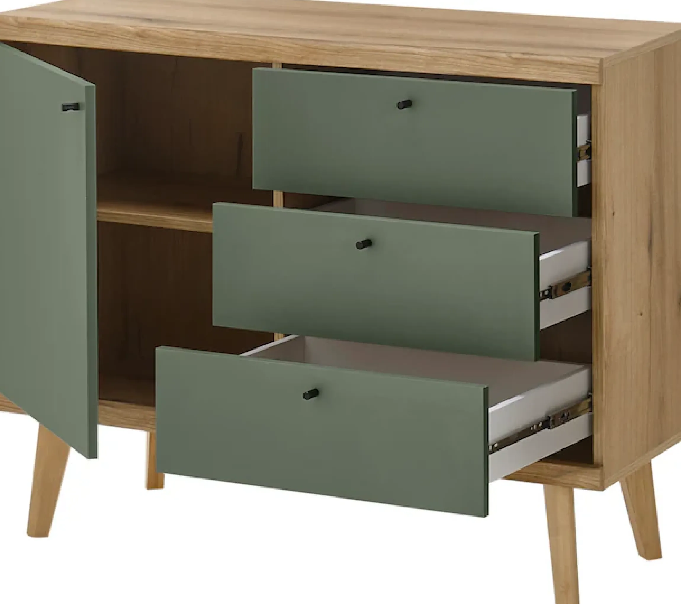 Home affaire Sideboard »MAVAS« in moderner Trendfarbe, Griffe aus Metall (Schwarz), Breite 107 cm