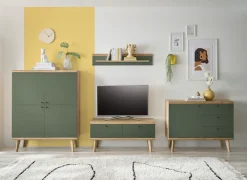 Home affaire Sideboard »MAVAS« in moderner Trendfarbe, Griffe aus Metall (Schwarz), Breite 107 cm