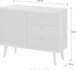 Home affaire Sideboard »MAVAS« in moderner Trendfarbe, Griffe aus Metall (Schwarz), Breite 107 cm