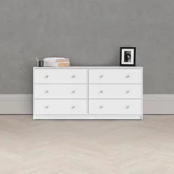 Home affaire Sideboard »May, Aufbewahrung, Schubkastenkommode, Stauraum, Scandi-stil« Mit 6 Schubladen, Knopfgriffen, mehrere farben, T: 30 x B: 143 cm