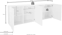 Home affaire Sideboard »Miro« Breite 241 cm mit dekorativem Siebdruck