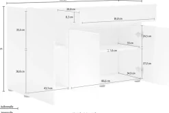 Home affaire Sideboard »MISTER, Kommode, Lowboard, Schrank, Breite 135 cm, Made in Italy« Korpus und Fronten komplett Hochglanz lackiert B/H 135x80cm