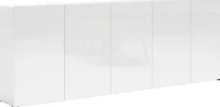 Home affaire Sideboard »MISTER – Schrank, Kommode, 225 cm breit, 80 cm hoch, Made in Italy« komplett Hochglanz lackiert, 5 Türen, 6 Fächer